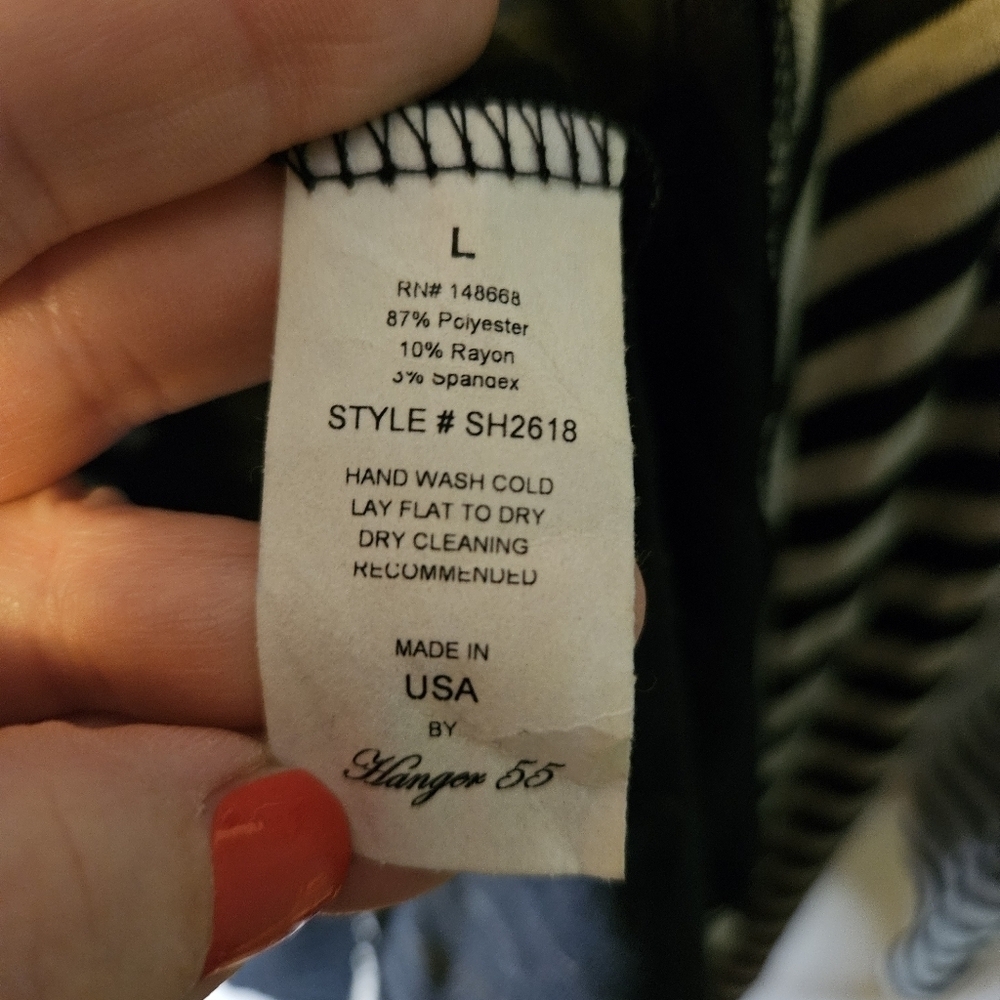 Hanger 55 Women's Size Large Open Cardigan Striped Black & White - Picture 6 of 11